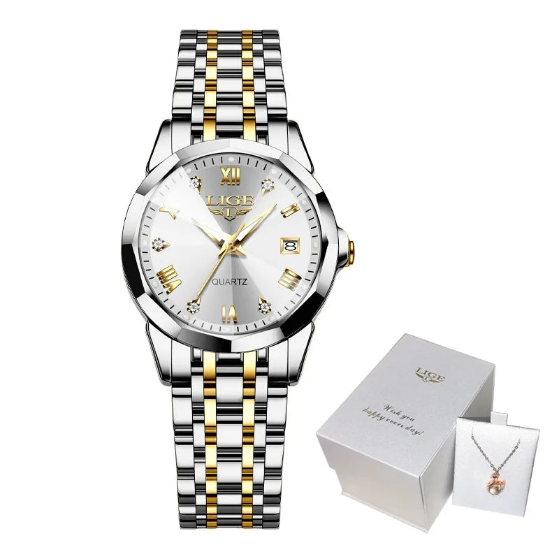 LIGE Elegant Ultrathin Women’s Quartz Watch with Stainless Steel Strap