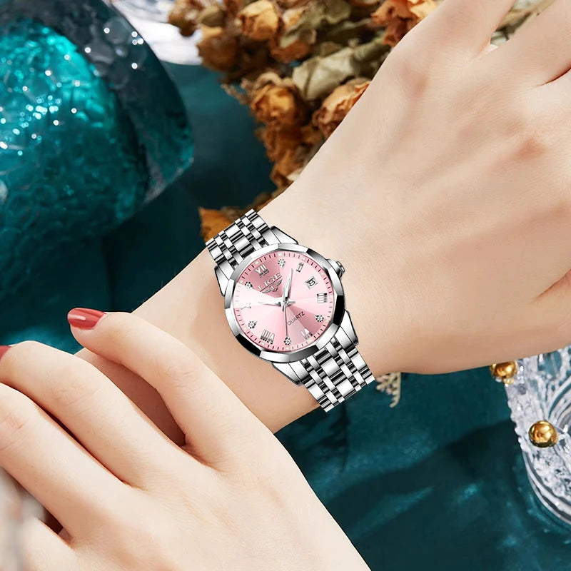 LIGE Elegant Ultrathin Women’s Quartz Watch with Stainless Steel Strap