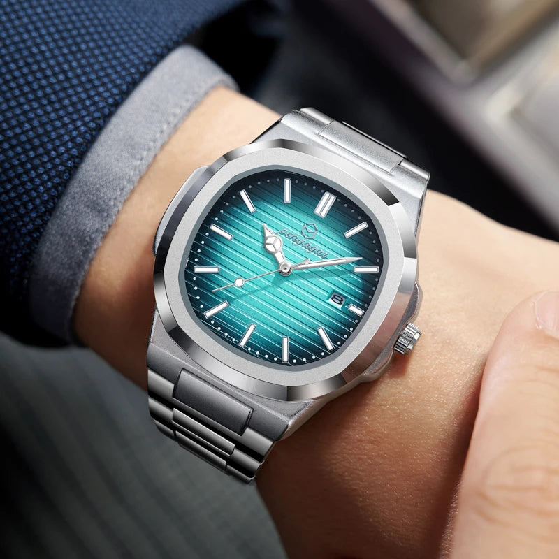 2025 Luxury Men’s Square Quartz Watch – Waterproof with Date Display
