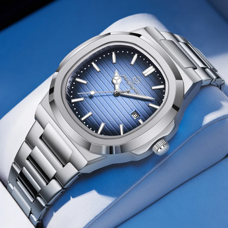 2025 Luxury Men’s Square Quartz Watch – Waterproof with Date Display