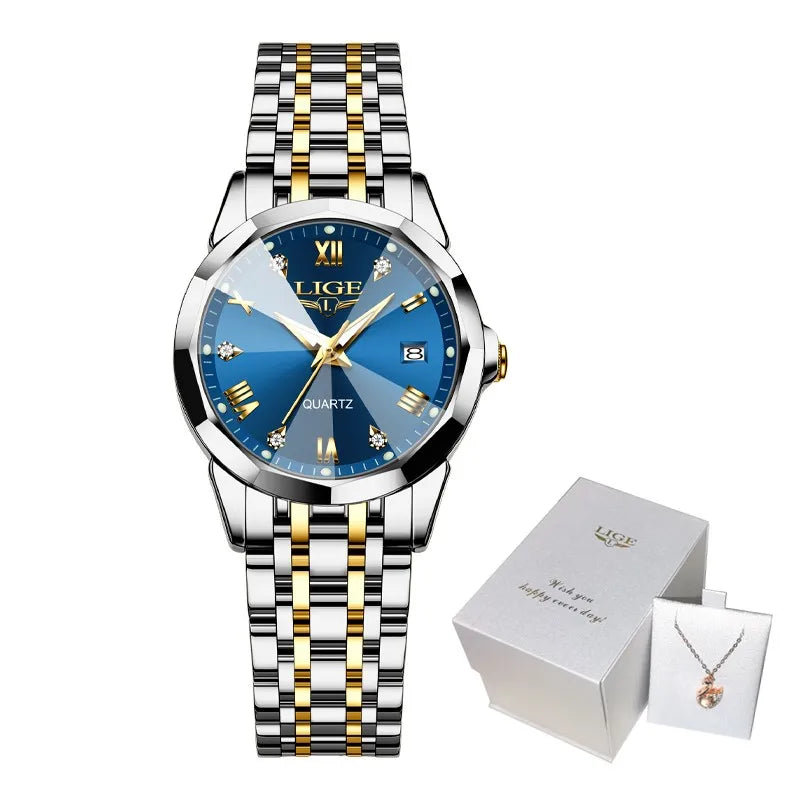 LIGE Elegant Ultrathin Women’s Quartz Watch with Stainless Steel Strap