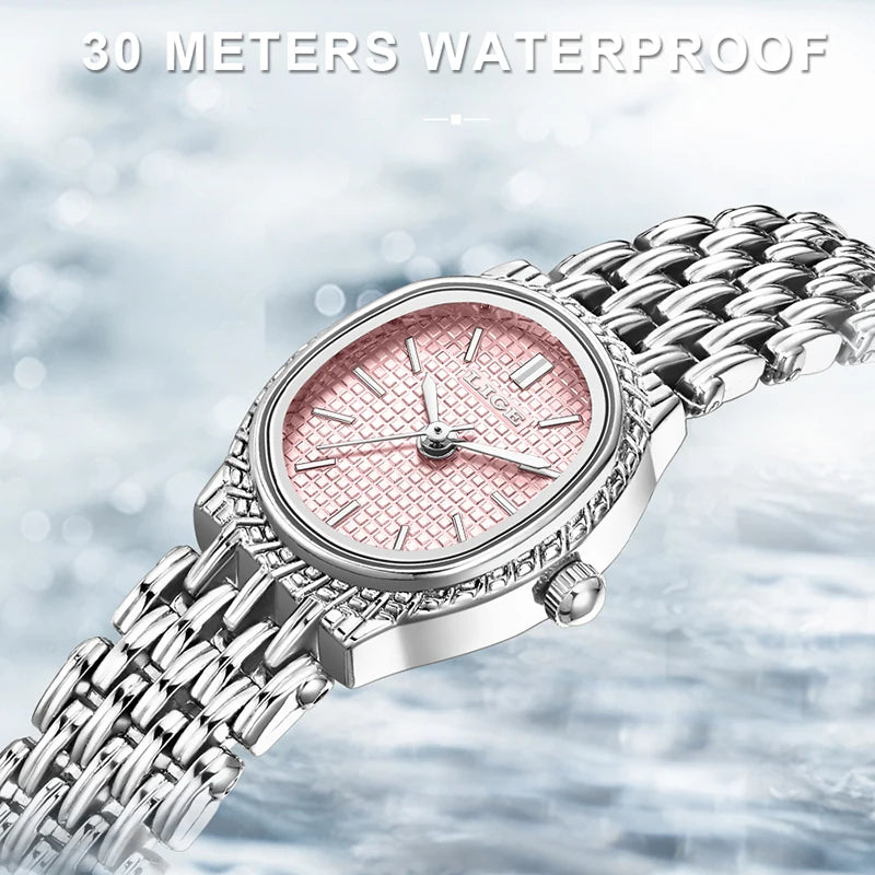 LIGE Luxury Women’s Waterproof Quartz Watch with Elegant Steel Bracelet