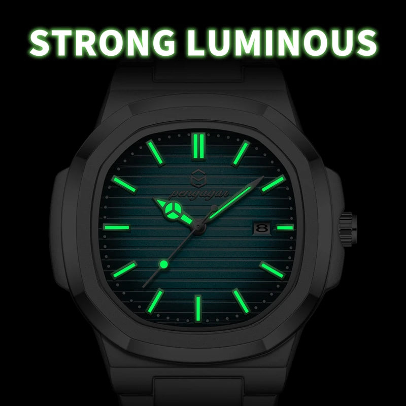 2025 Luxury Men’s Square Quartz Watch – Waterproof with Date Display