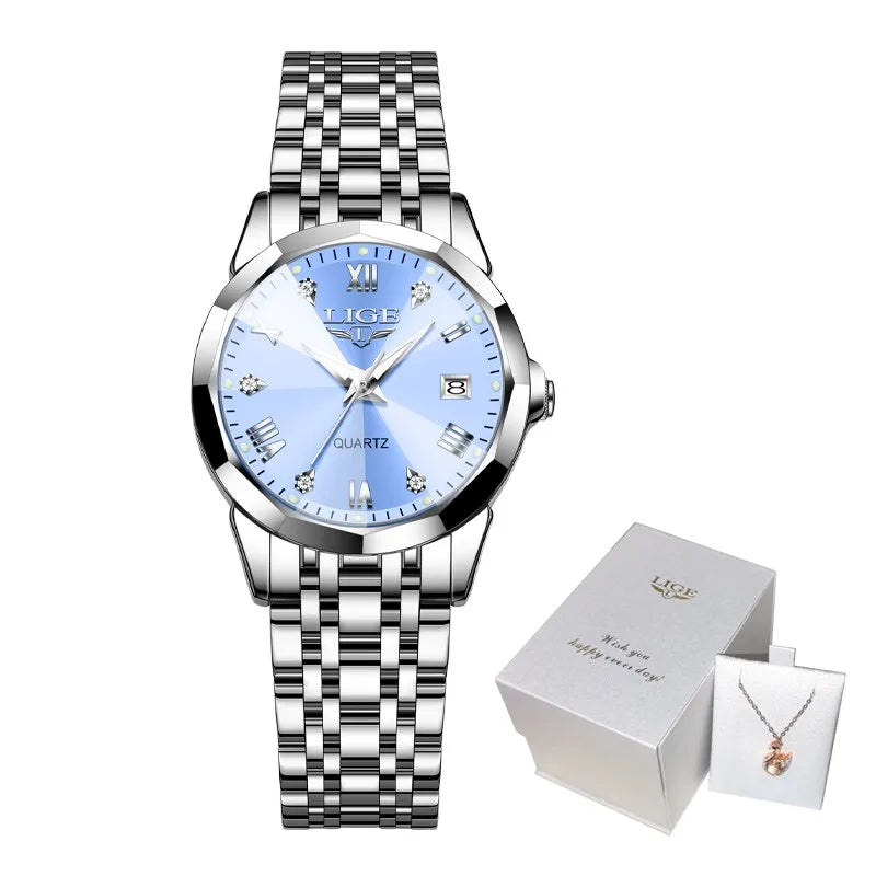LIGE Elegant Ultrathin Women’s Quartz Watch with Stainless Steel Strap